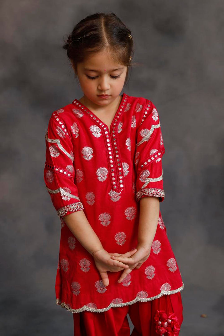 Rani Pink and Silver Kurta 3-Piece Set