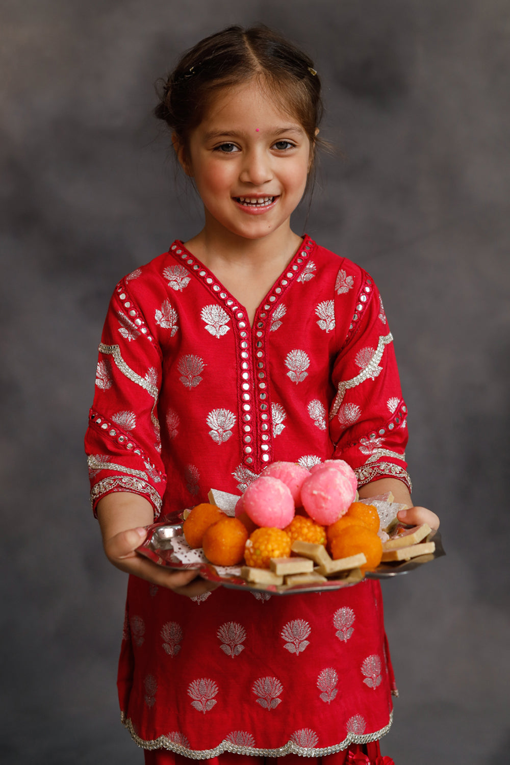 Rani Pink and Silver Kurta 3-Piece Set