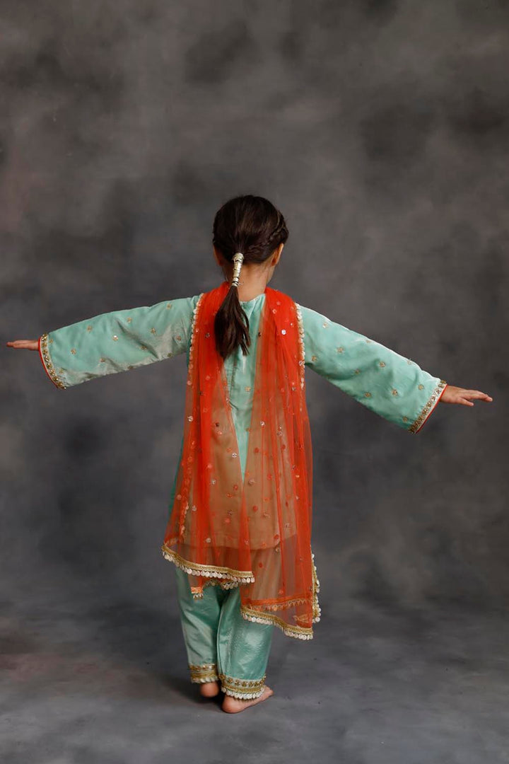Teal Velvet Kurta & Silk Pants Set