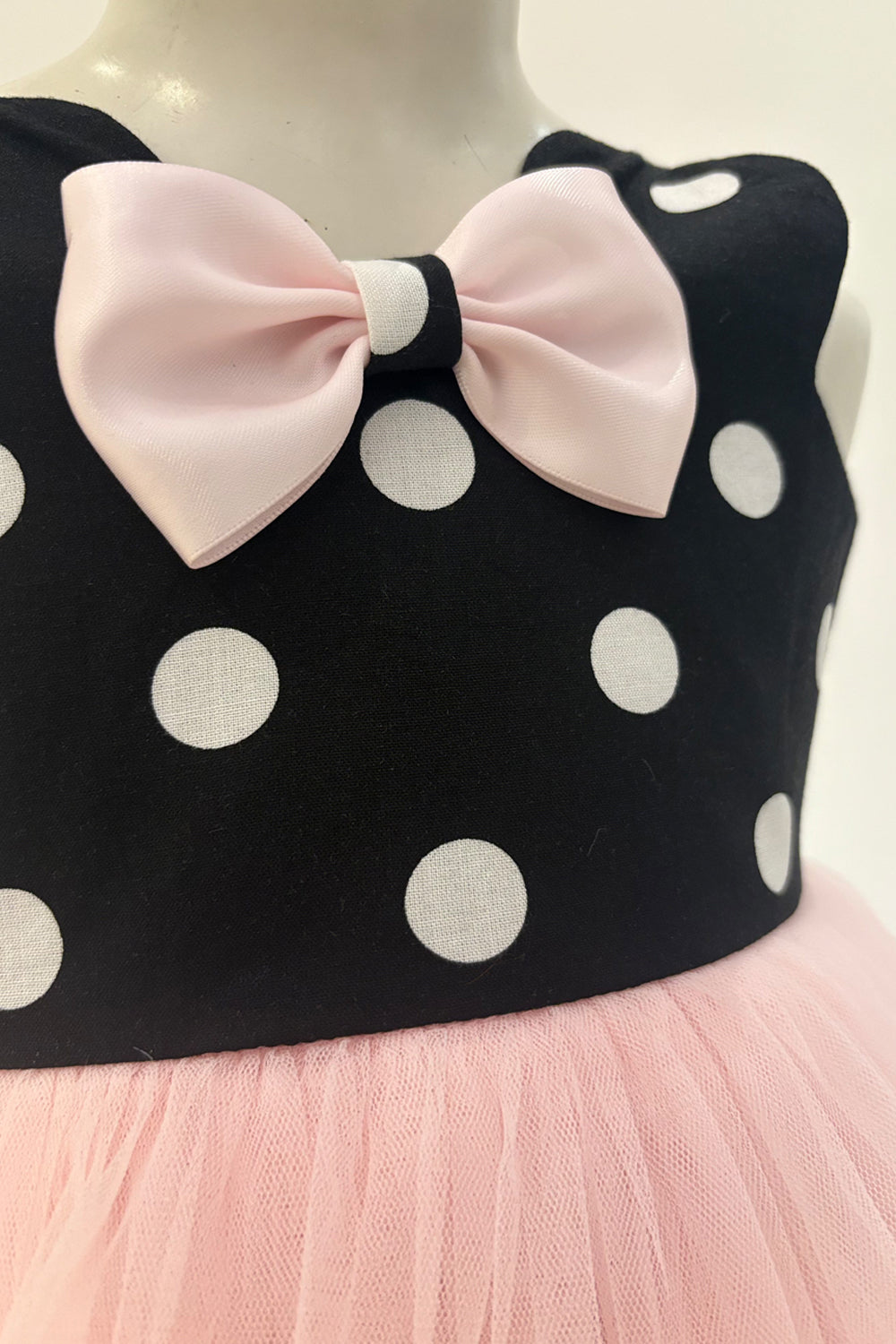 Minni mouse Pink, Black & White Polka Dress