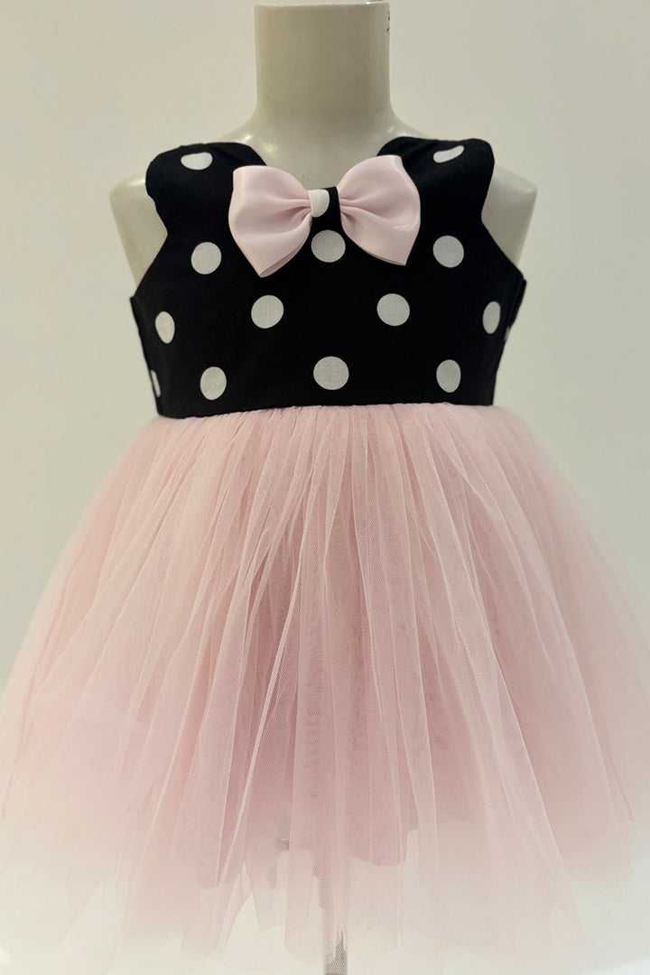 Minni mouse Pink, Black & White Polka Dress