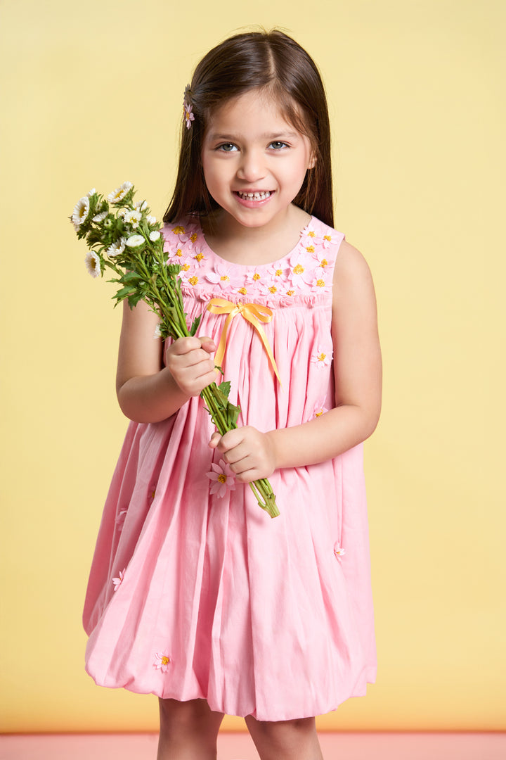 Pink Daisy Blossoms Balloon Dress