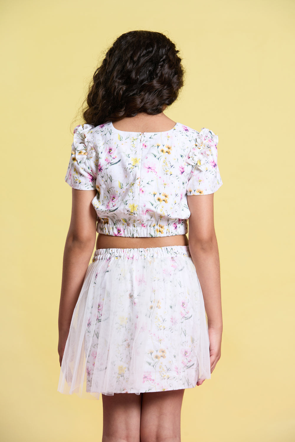 The Blossom Breeze Linen Crop Top and Skirt Set
