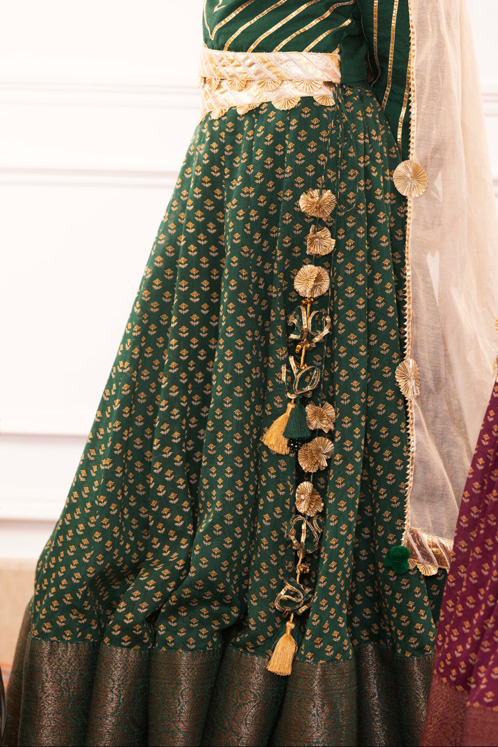 Forest Green Heritage Lehenga Set