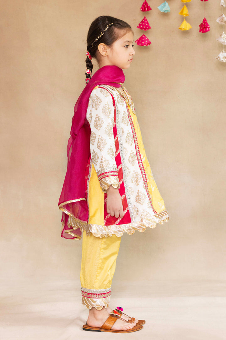 Multi Panelled Kurta With Tulip Salwar & Dupatta Set