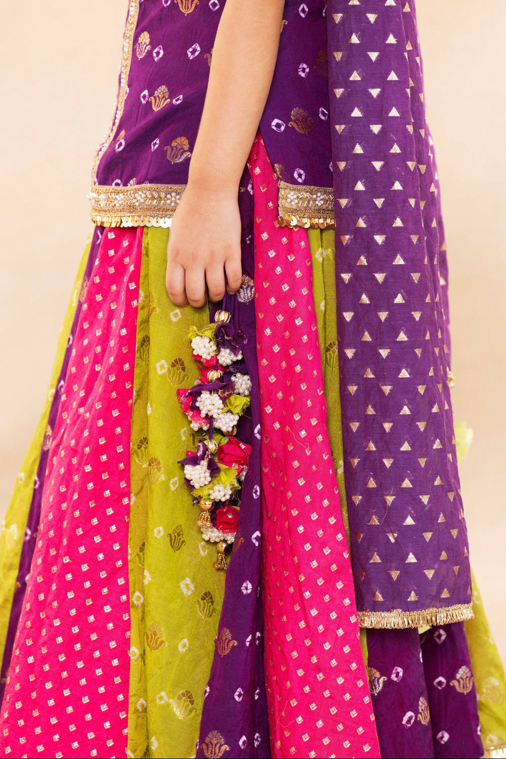 Purple Banarsi Bootie With Blouse With Lehenga Set