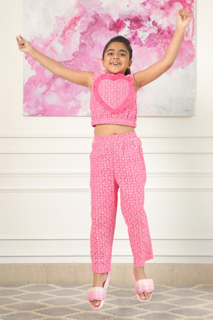 Neon Pink Heart Top and Pants Set