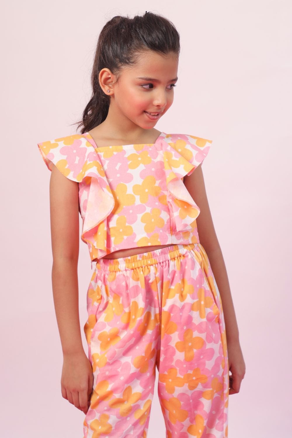Flower Burst Co-ord Set – Pink Kids Co-ord Set | PNK – Isha Arora India