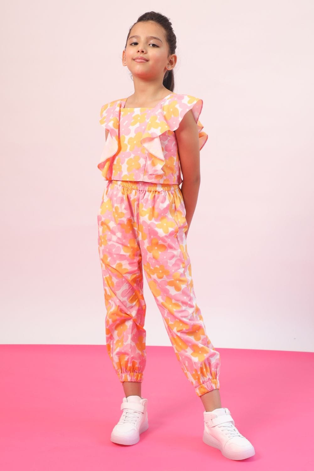Flower Burst Co-ord Set – Pink Kids Co-ord Set | PNK – Isha Arora India