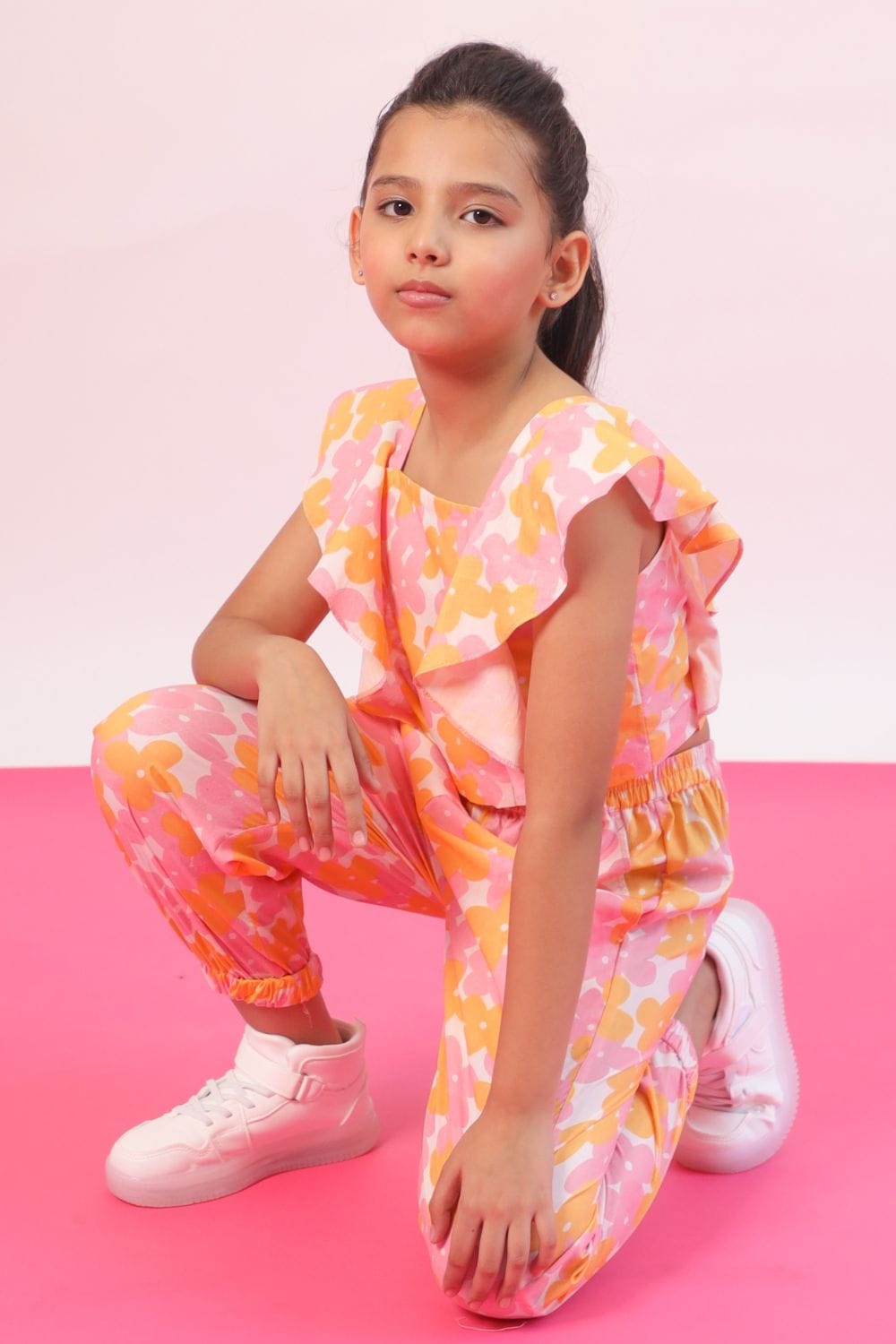 Flower Burst Co-ord Set – Pink Kids Co-ord Set | PNK – Isha Arora India