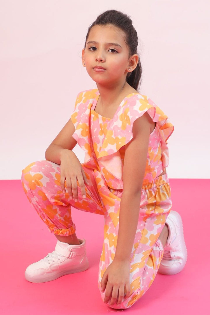 Flower Burst Co-ord Set – Pink Kids Co-ord Set | PNK – Isha Arora India