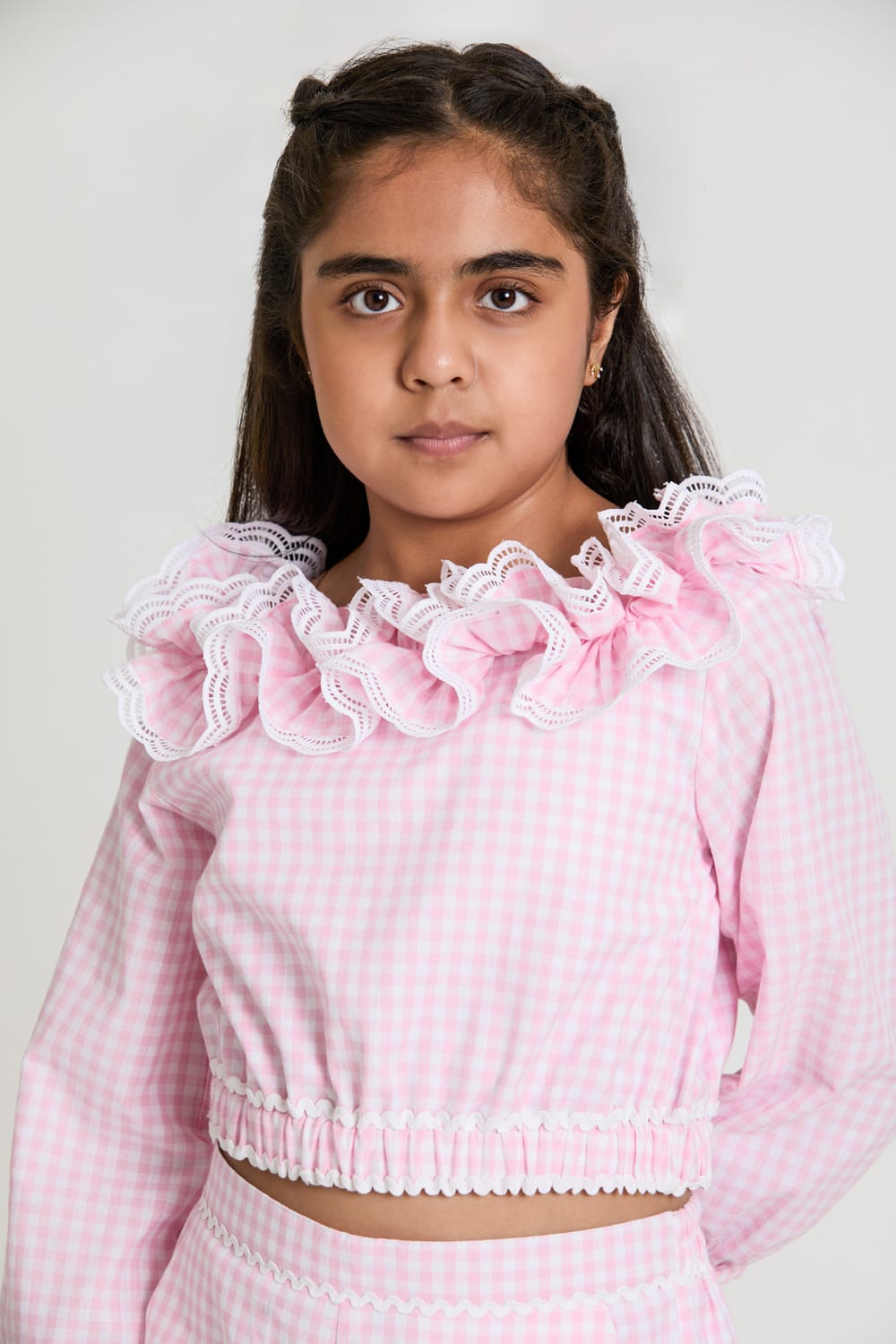 Gingham Check Shorts & Crop Top Set – Pink Kids Co-ord Set | PNK – Isha Arora India
