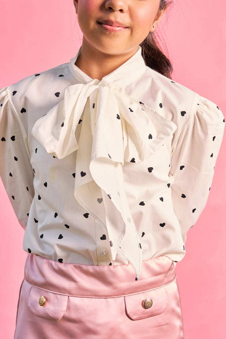 I Love Hearts' Skirt Top Set – Black Kids Co-ord Set | PNK – Isha Arora India