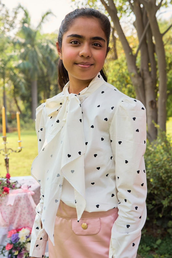 I Love Hearts' Skirt Top Set – Black Kids Co-ord Set | PNK – Isha Arora India