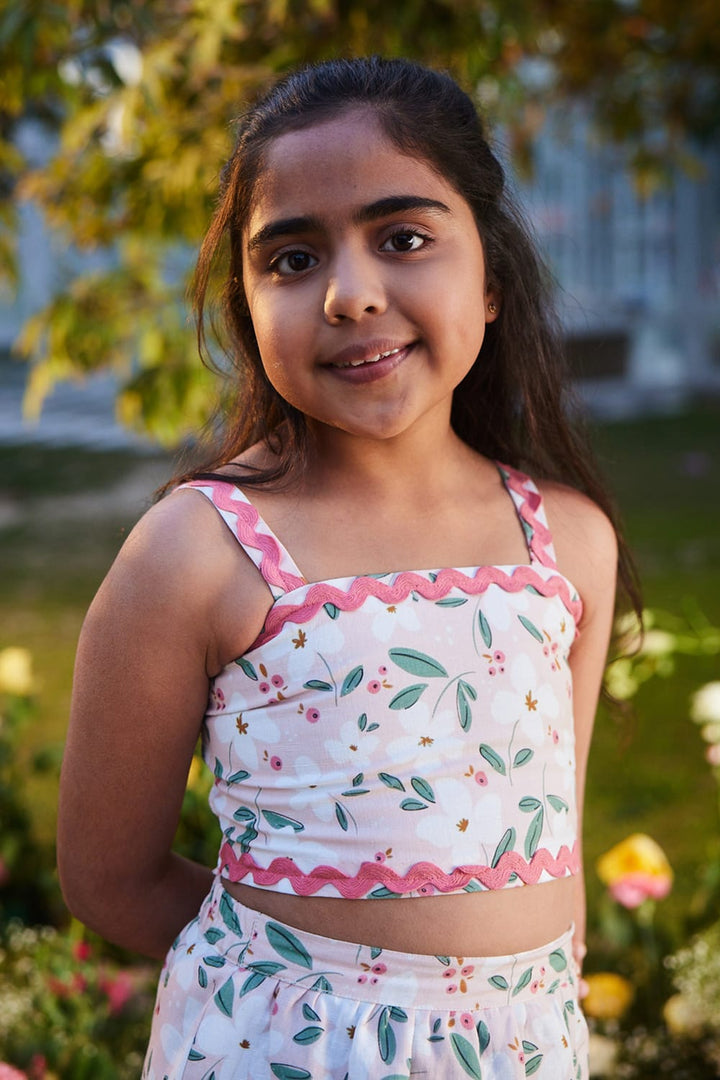 It’s a Peachy Summer Crop Top & Skirt Set – Peach Kids Co-ord Set | PNK – Isha Arora India
