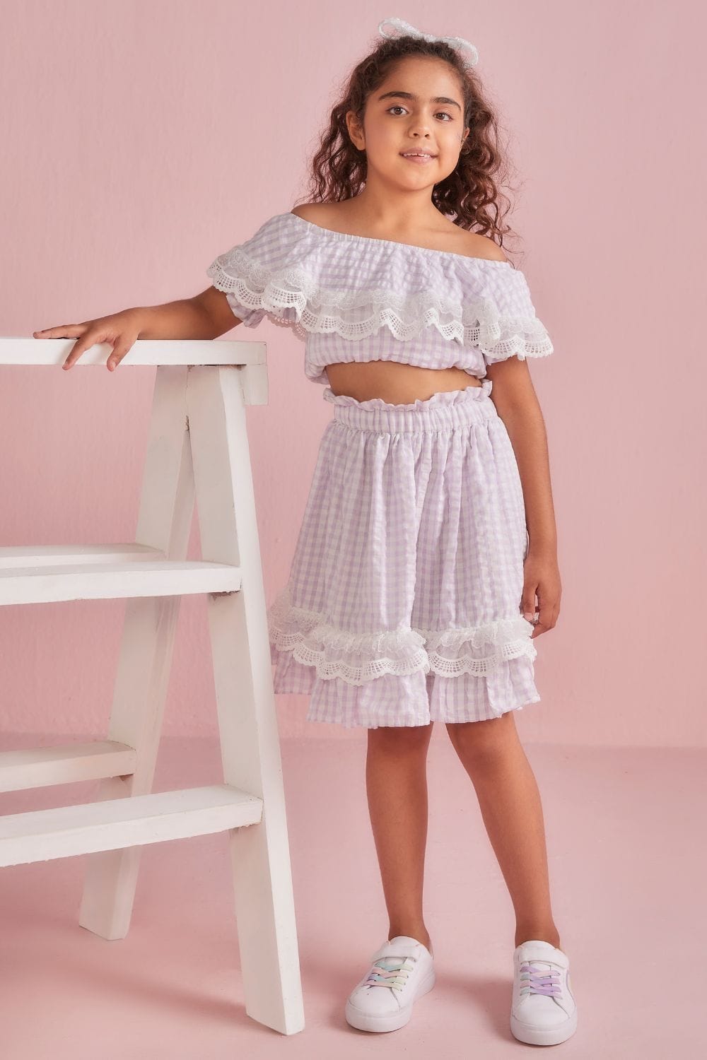 Lavender Picnic Crop Top & Skirt Set – Purple Kids Co-ord Set | PNK – Isha Arora India