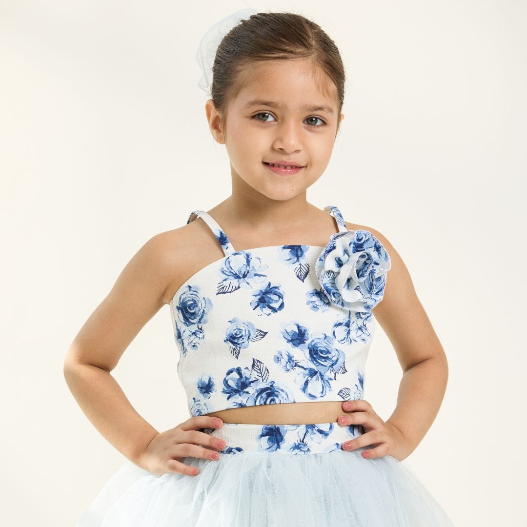 The Blue Rose 2 Piece Set – Blue Kids Co-ord Set | PNK – Isha Arora India