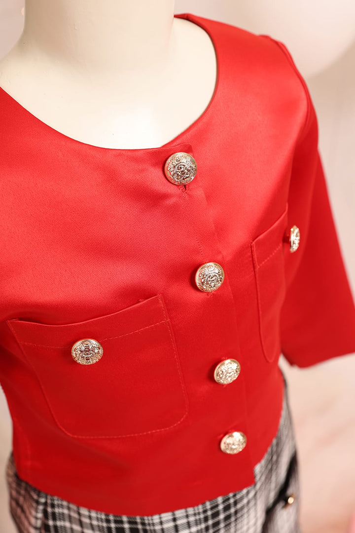 The Holiday Skirt Top Set – Red Kids Co-ord Set | PNK – Isha Arora India