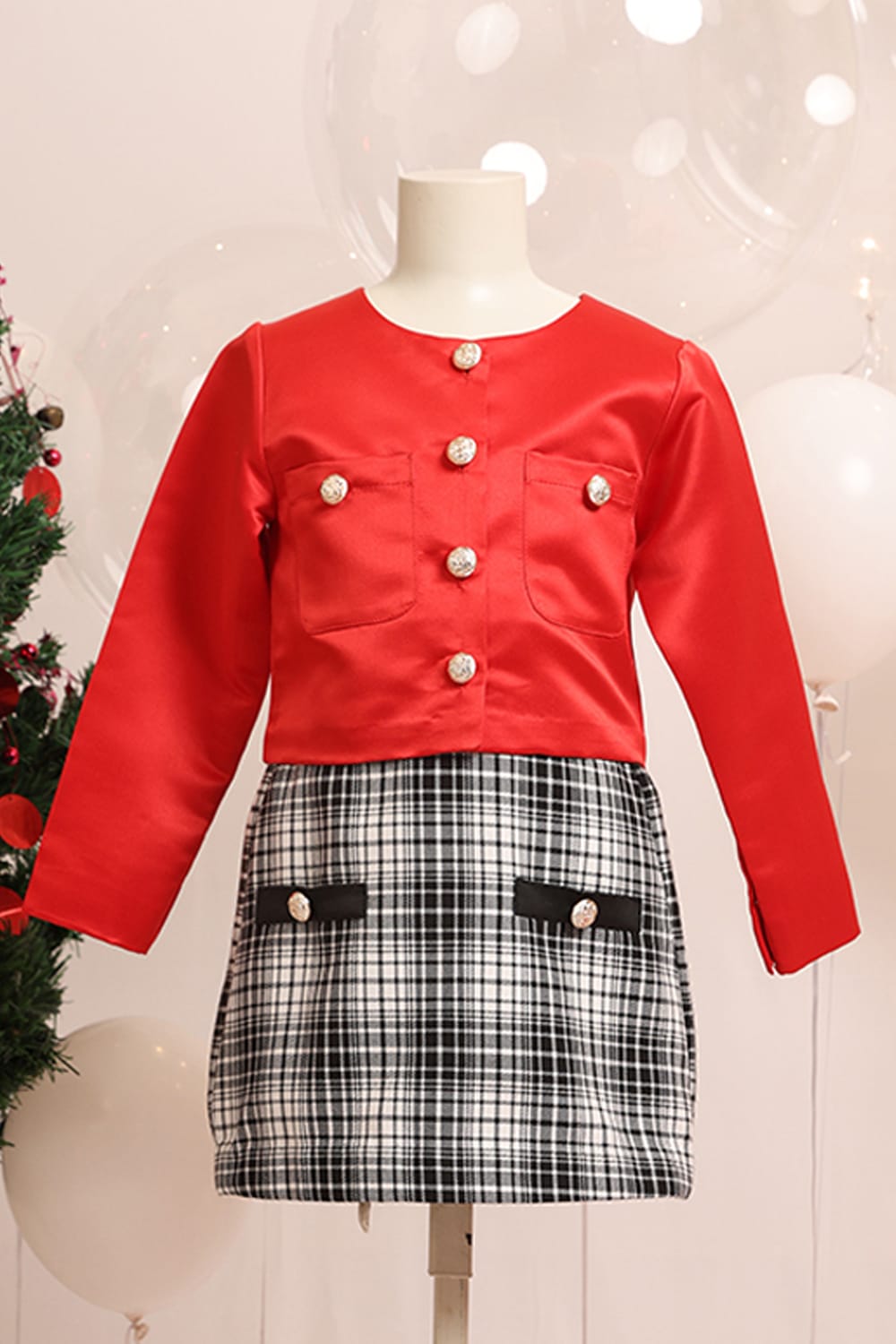 The Holiday Skirt Top Set – Red Kids Co-ord Set | PNK – Isha Arora India