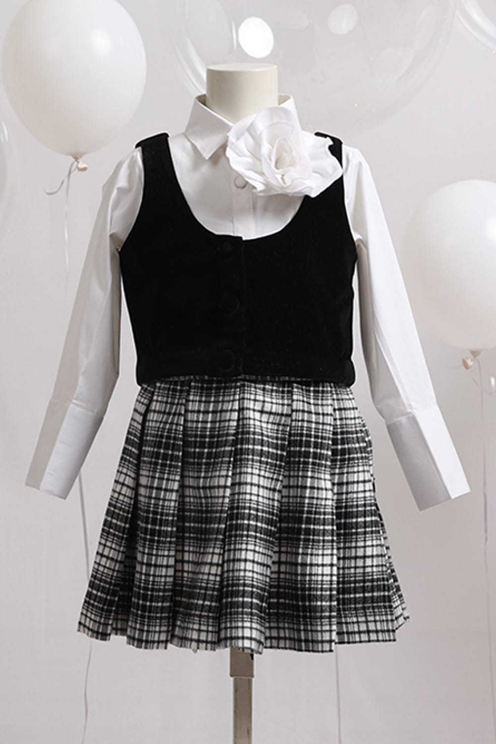 The Monochrome 3 Piece Skirt Top Set – Black Kids Co-ord Set | PNK – Isha Arora India