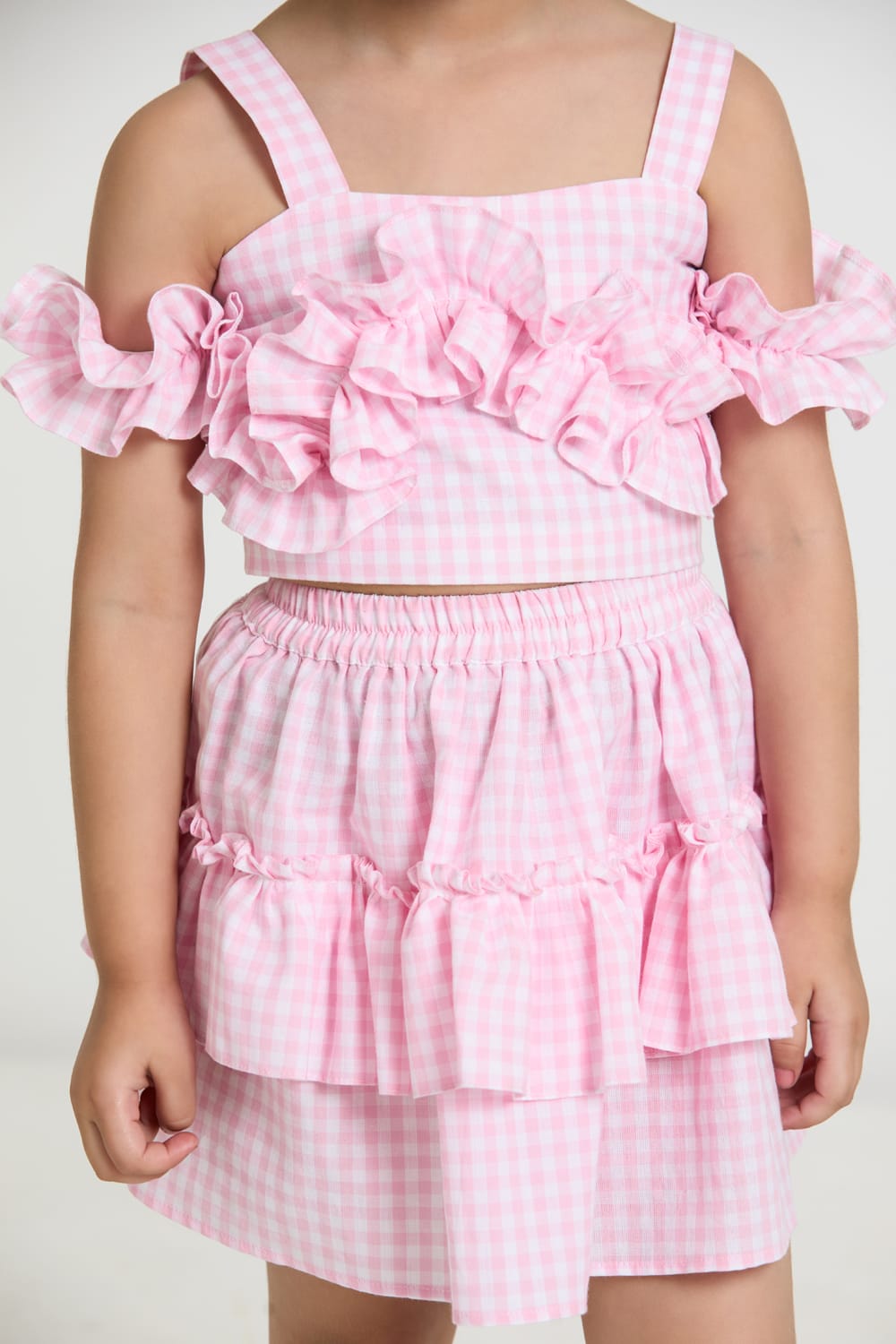 The Pink Bubblegum Gingham Two-Piece Set – Pink Kids Co-ord Set | PNK – Isha Arora India