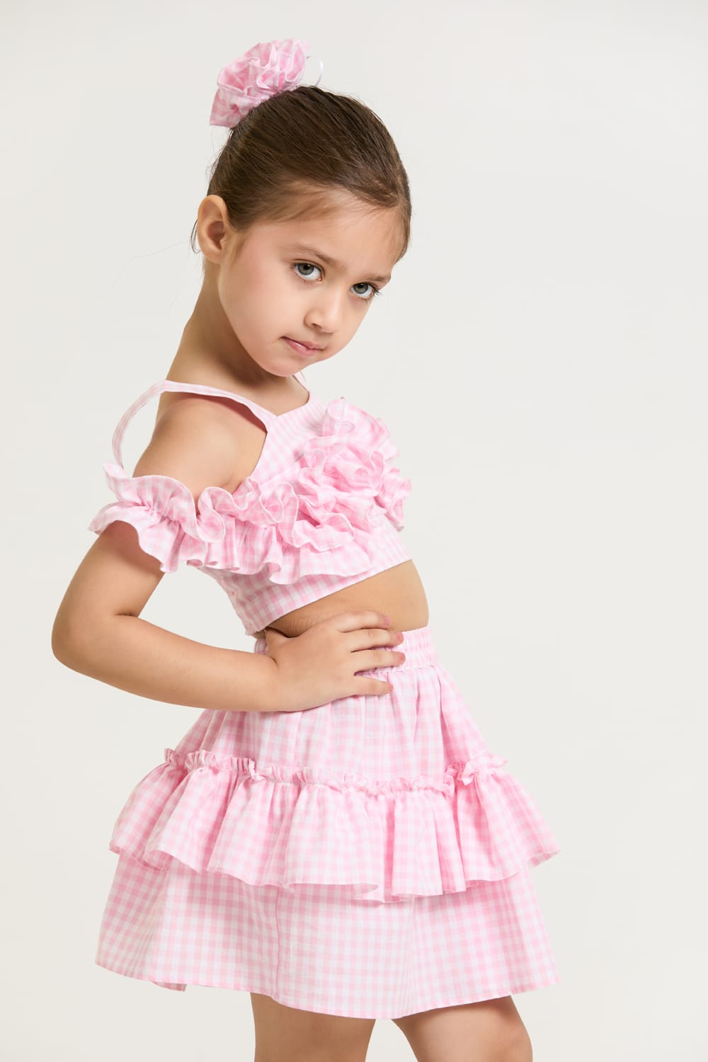 The Pink Bubblegum Gingham Two-Piece Set – Pink Kids Co-ord Set | PNK – Isha Arora India