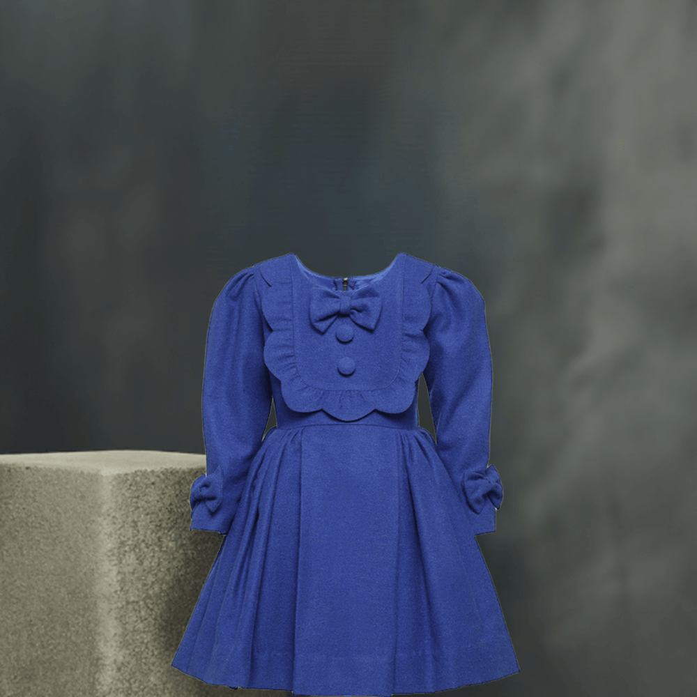 A Classic Winter Dress (Blue) – Blue Designer Dress for Girls | PNK – Isha Arora India