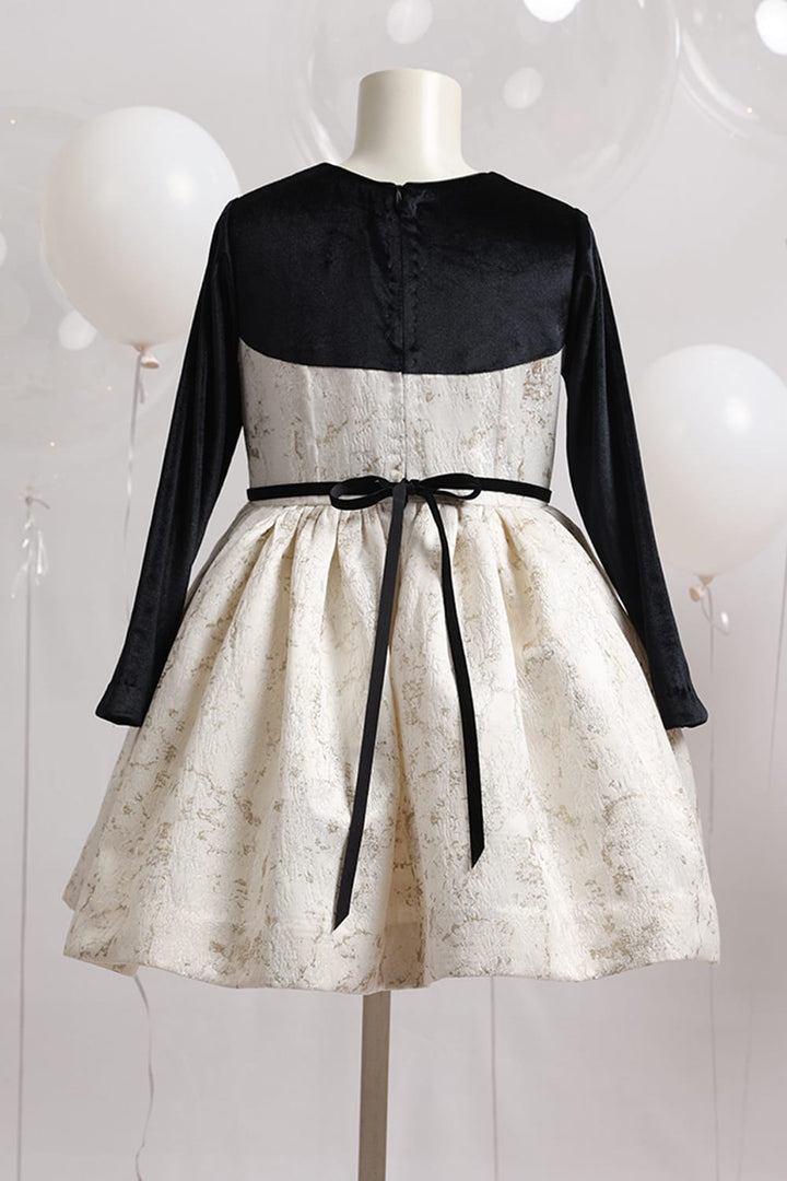 A Royal Winter Dress – Black Designer Dress for Girls | PNK – Isha Arora India