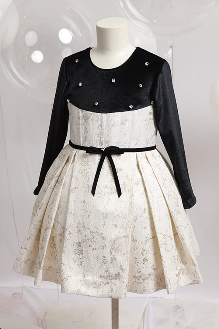 A Royal Winter Dress – Black Designer Dress for Girls | PNK – Isha Arora India