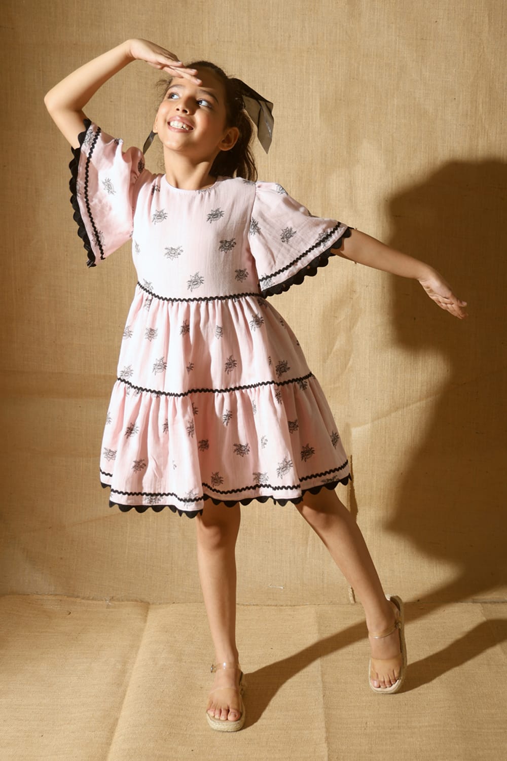 Cherry Blossom Pink Sun Dress – Pink Designer Dress for Girls | PNK – Isha Arora India