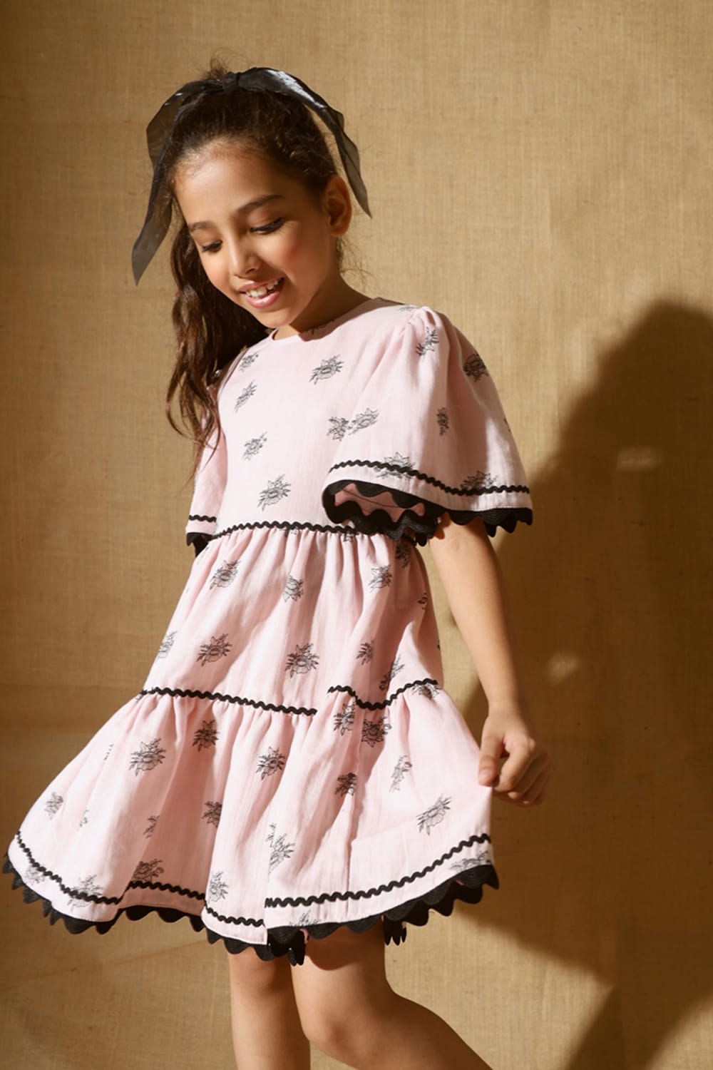 Cherry Blossom Pink Sun Dress – Pink Designer Dress for Girls | PNK – Isha Arora India