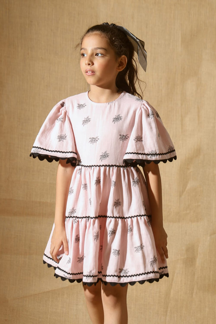 Cherry Blossom Pink Sun Dress – Pink Designer Dress for Girls | PNK – Isha Arora India