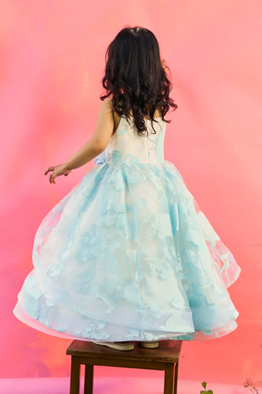 Dreamy Pale Blue Princess Gown – Blue Designer Dress for Girls | PNK – Isha Arora India
