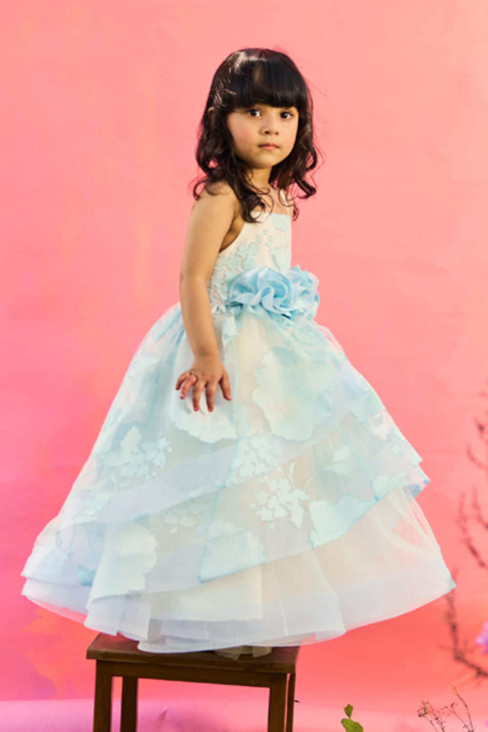 Dreamy Pale Blue Princess Gown – Blue Designer Dress for Girls | PNK – Isha Arora India