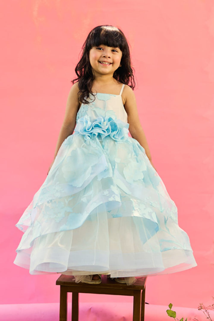 Dreamy Pale Blue Princess Gown – Blue Designer Dress for Girls | PNK – Isha Arora India