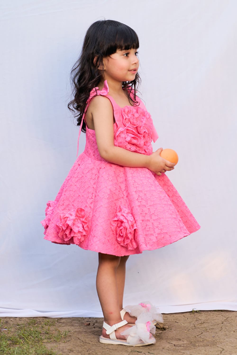 Flower Blooms On My Neon Pink Dress – Pink Designer Dress for Girls | PNK – Isha Arora India