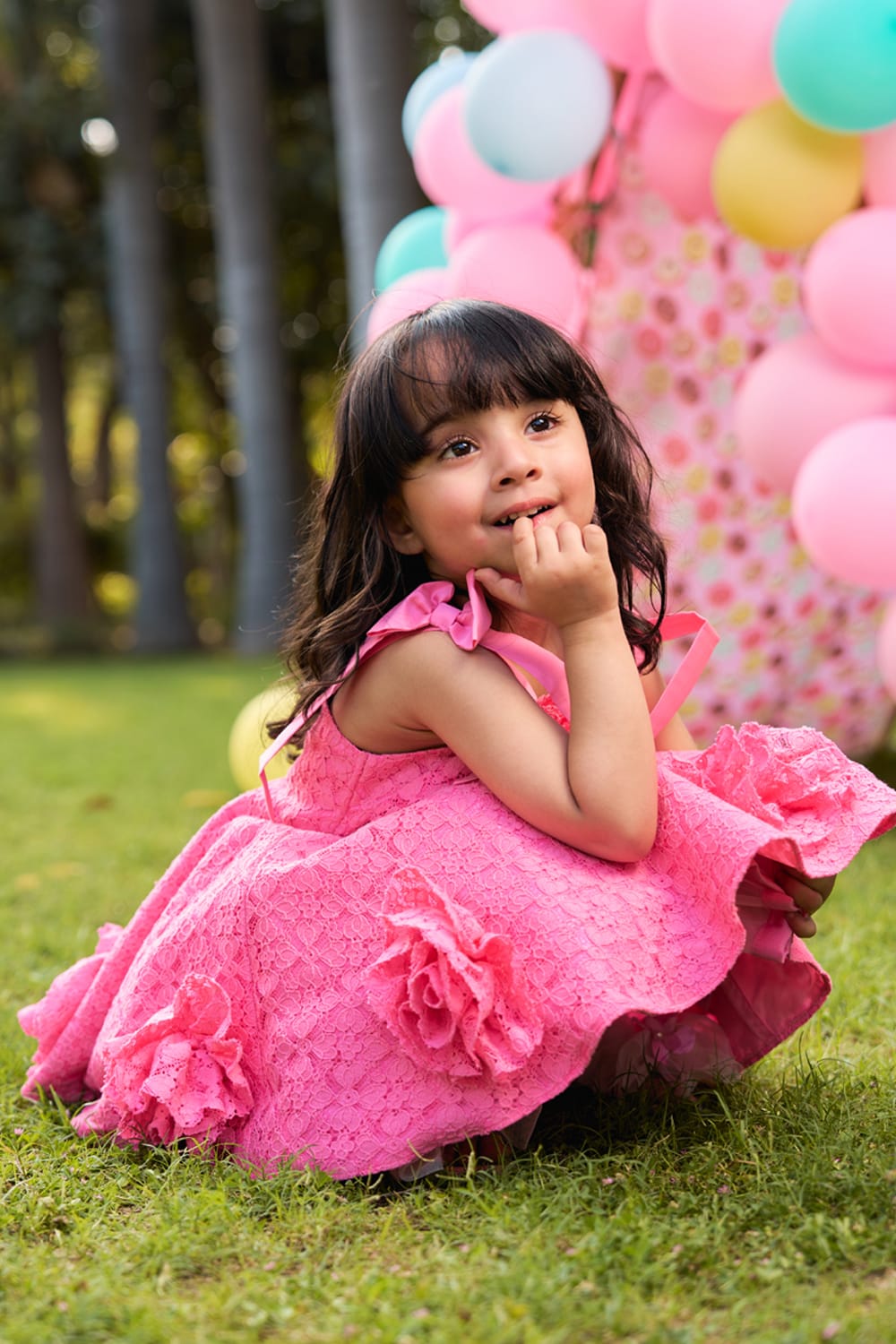Flower Blooms On My Neon Pink Dress – Pink Designer Dress for Girls | PNK – Isha Arora India