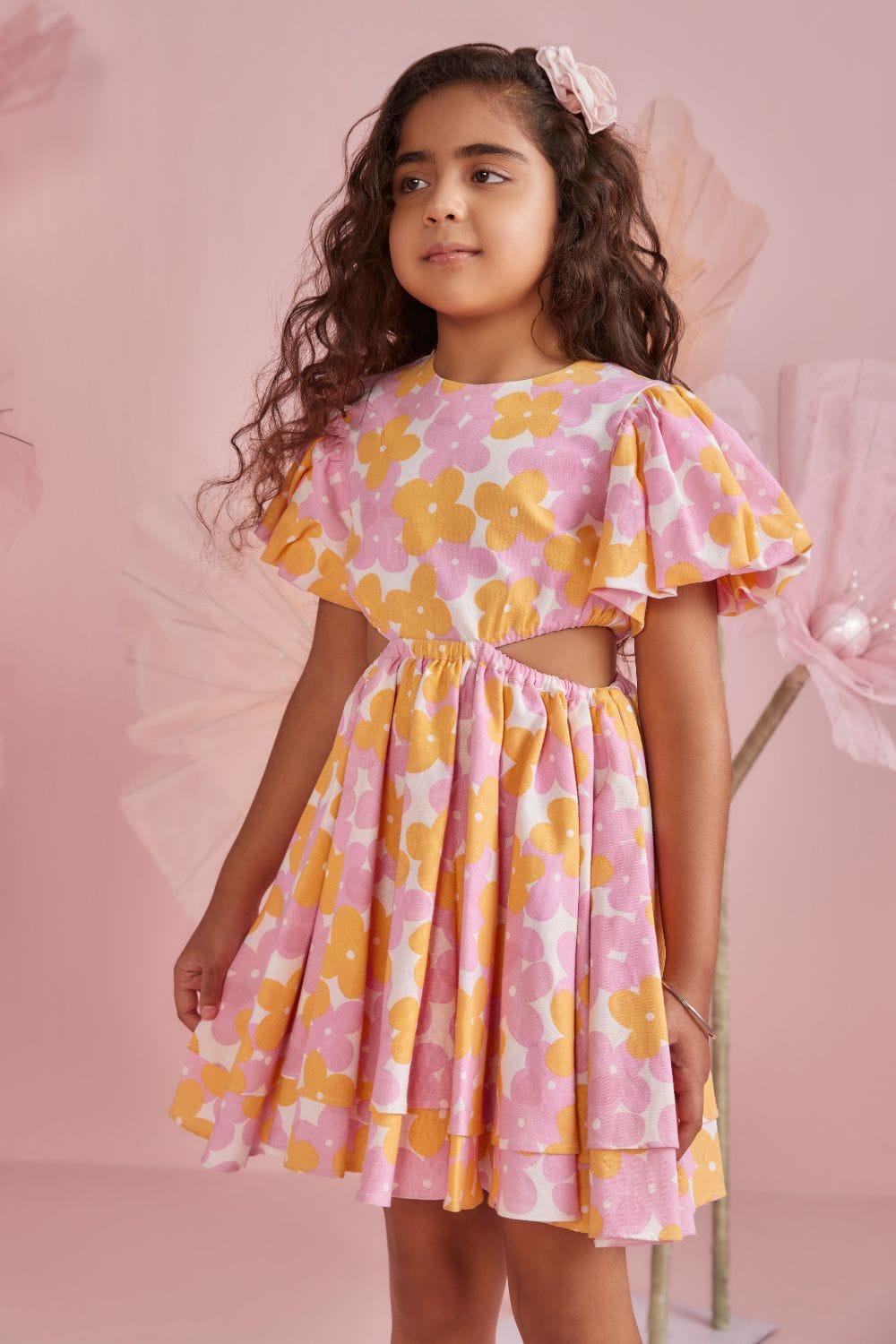 Flower Burst Dress – Orange Designer Dress for Girls | PNK – Isha Arora India