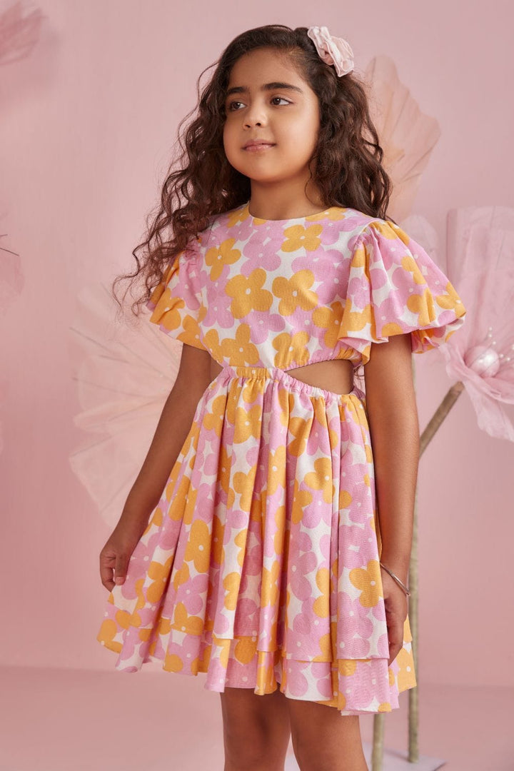 Flower Burst Dress – Orange Designer Dress for Girls | PNK – Isha Arora India