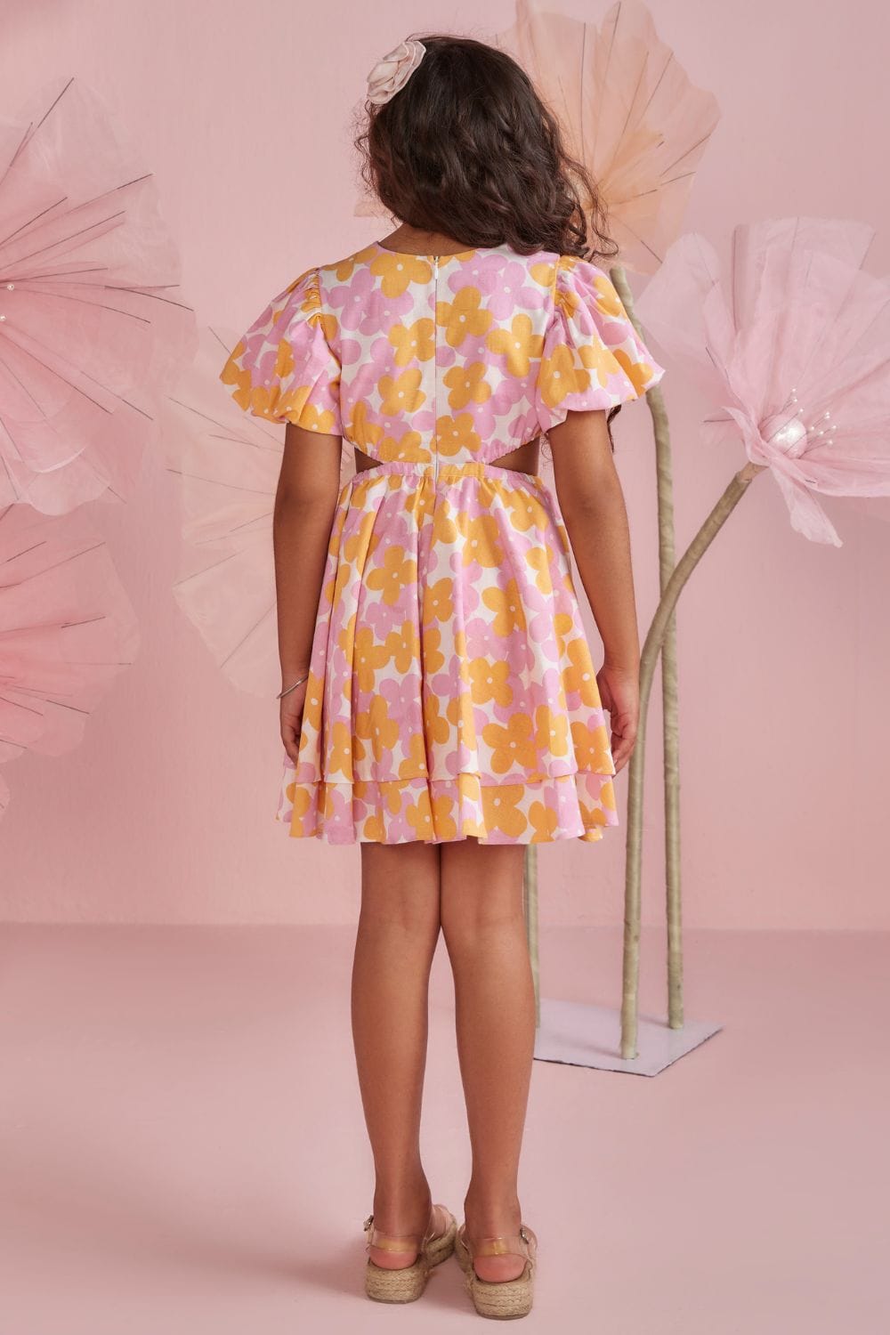 Flower Burst Dress – Orange Designer Dress for Girls | PNK – Isha Arora India