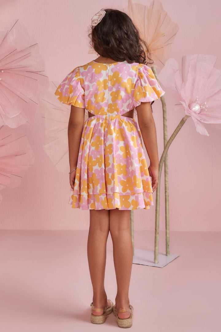 Flower Burst Dress – Orange Designer Dress for Girls | PNK – Isha Arora India