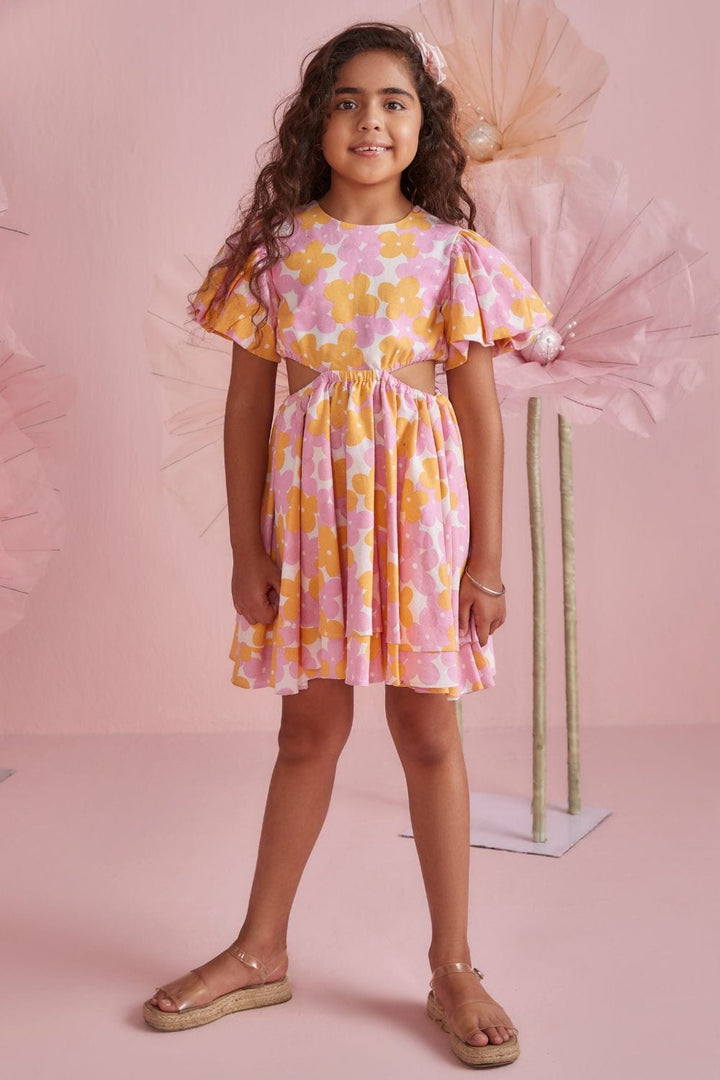 Flower Burst Dress – Orange Designer Dress for Girls | PNK – Isha Arora India