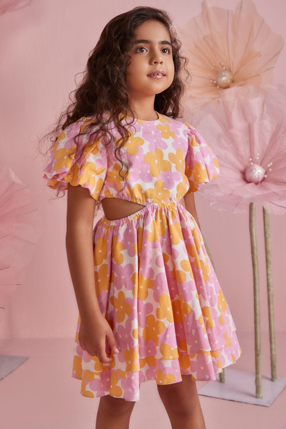 Flower Burst Dress – Orange Designer Dress for Girls | PNK – Isha Arora India