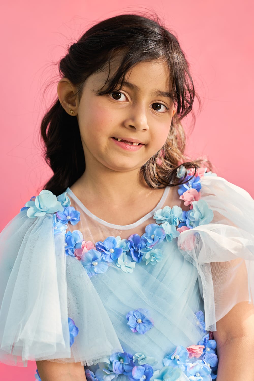 Flower Shower on my Birthday Dress – Blue Designer Dress for Girls | PNK – Isha Arora India