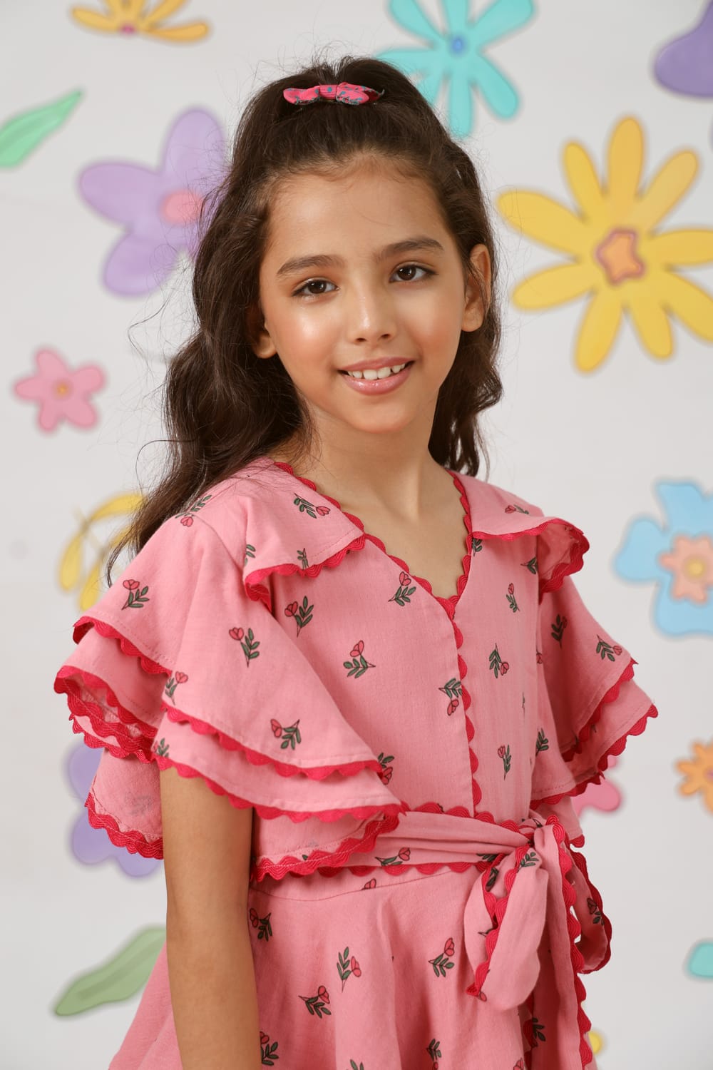 Flower Shower Tiered Dress – Pink Designer Dress for Girls | PNK – Isha Arora India