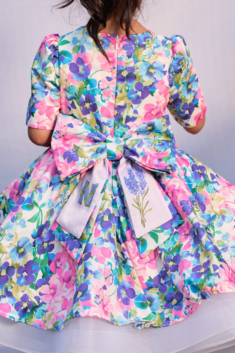 Flowers In Bloom Birthday Dress – Blue Designer Dress for Girls | PNK – Isha Arora India