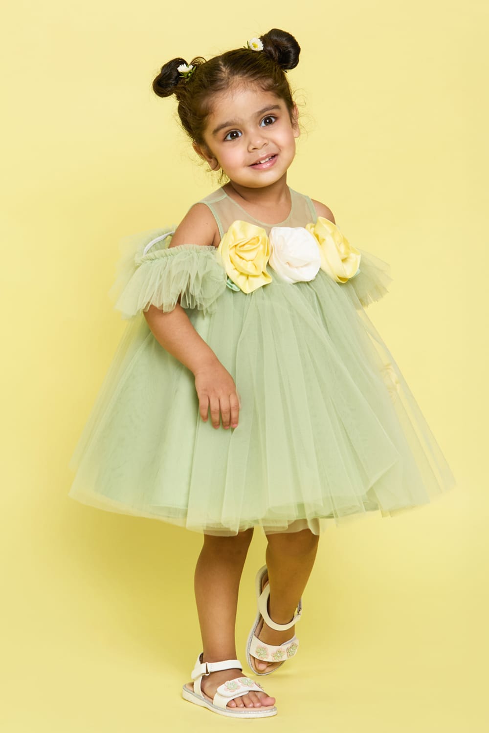Garden Fairy Frock – Green Designer Dress for Girls | PNK – Isha Arora India