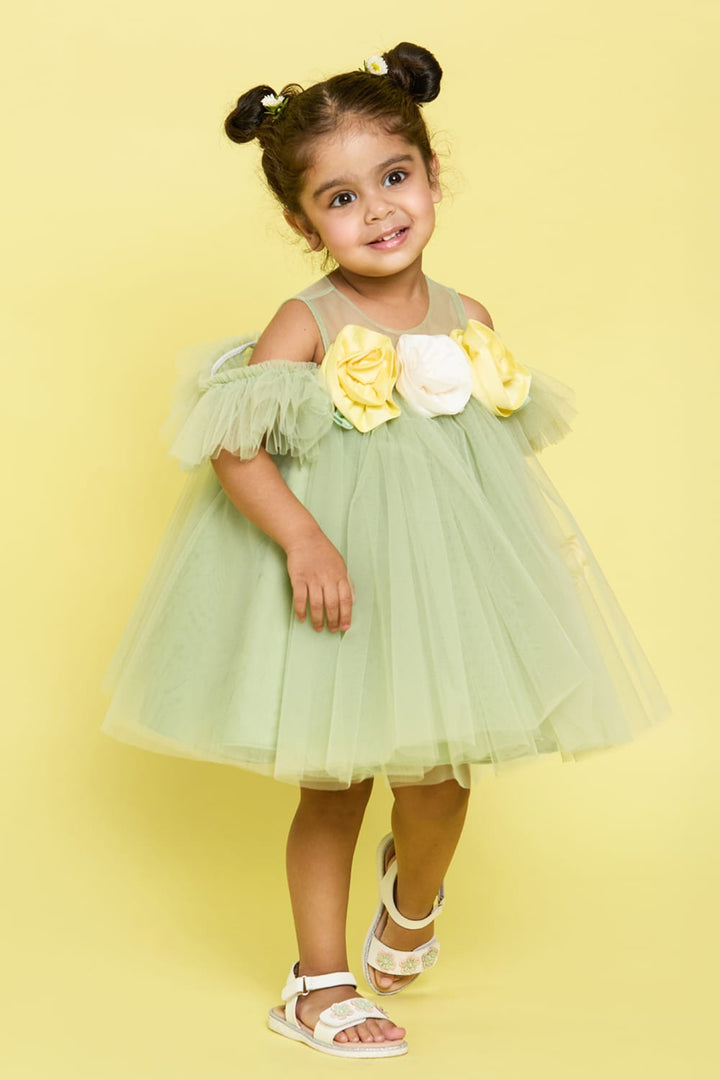 Garden Fairy Frock – Green Designer Dress for Girls | PNK – Isha Arora India