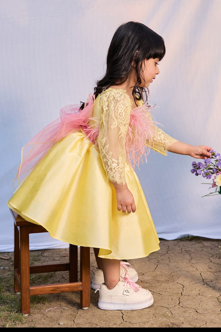 I Am Princess Belle Birthday Dress – Yellow Designer Dress for Girls | PNK – Isha Arora India