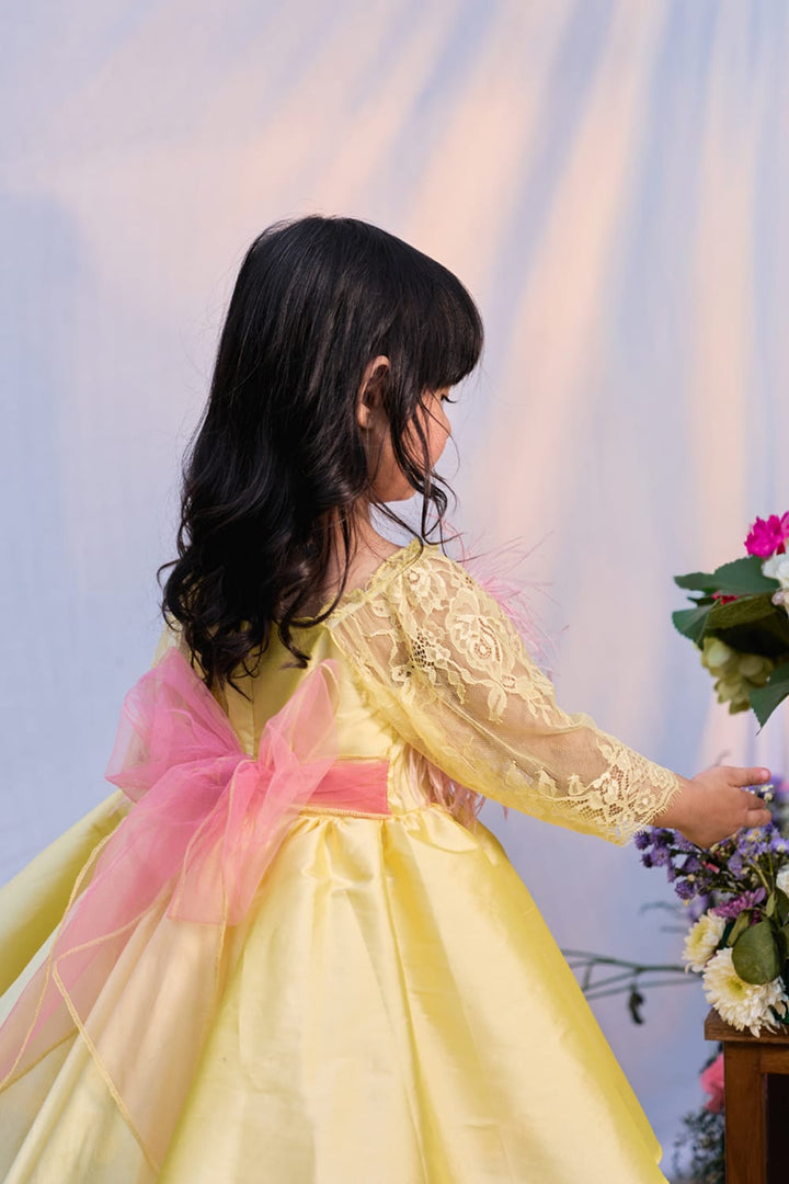 I Am Princess Belle Birthday Dress – Yellow Designer Dress for Girls | PNK – Isha Arora India